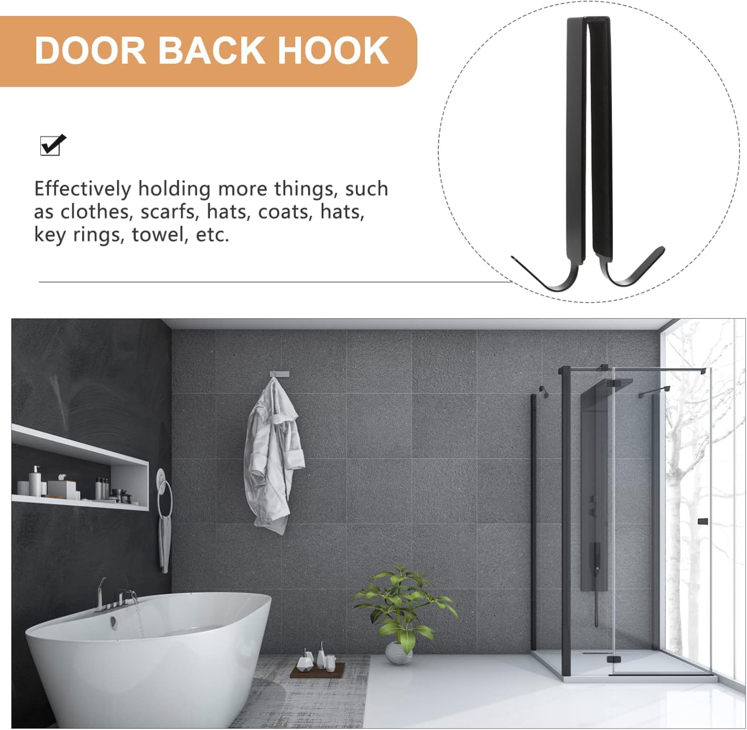 なのみ DOITOOL ダブルサイドシャワーガラスドアフック、バスルーム用